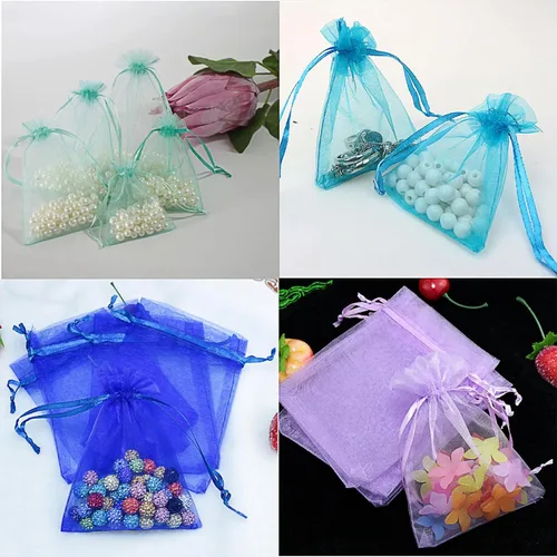 Miniatura 6 de SAOYOAS 100 bolsas de organza de 4 x 6 pulgadas a granel, bolsas de organza con cordón para joyería, boda, fiesta, Navidad, bolsa de regalo