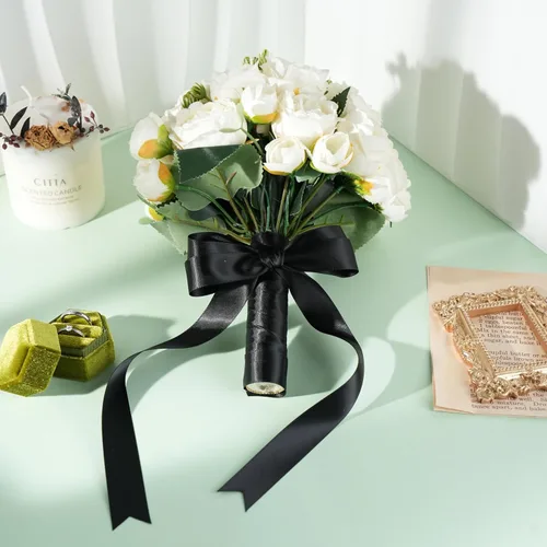 Miniatura 8 de MAYREEL Cinta de satén negra de 7/8 pulgadas de doble cara para envolver regalos, manualidades, lazos para el pelo, decoración de fiesta, ramos