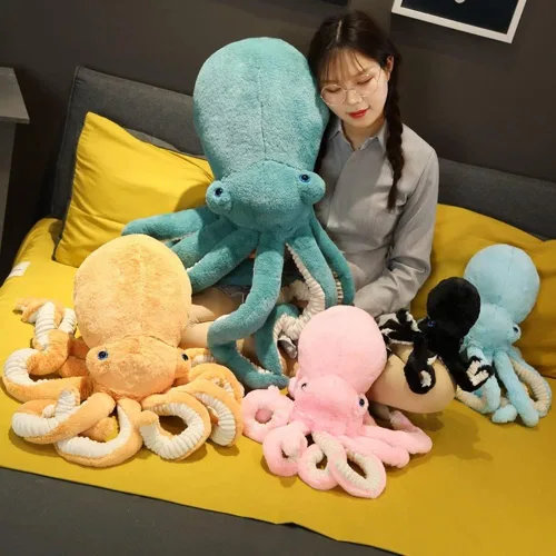 Miniatura 5 de XIYUAN Juguete de peluche de pulpo, pulpo, lindo muñeco de peluche de ojos grandes, pulpo, animales de peluche, animales marinos de peluche suave