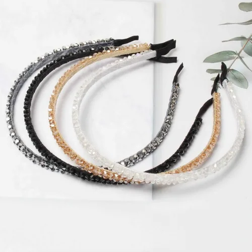 Miniatura 9 de Cuizhiyu Paquete de 4 diademas de diamantes de imitación de cristal para mujeres y niñas, de doble fila, con cuentas brillantes, aros