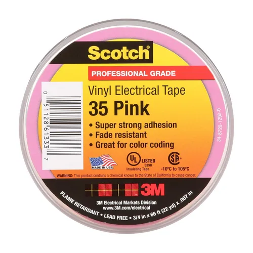 Miniatura 27 de 3M Scotch Cinta eléctrica de codificación de colores de vinilo de 35, 3/4 pulgadas x 66 pies, 10 rollos, violeta, certificado CSA, certificación UL