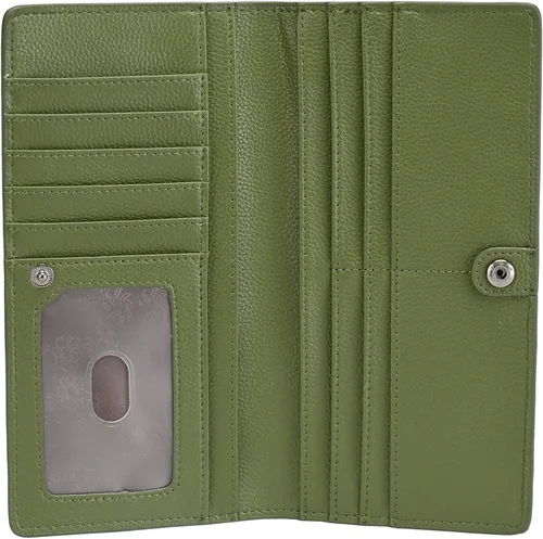 Miniatura 3 de Bveyzi Billeteras de cuero ultrafino con bloqueo RFID para tarjetas de crédito, billetera plegable para mujer