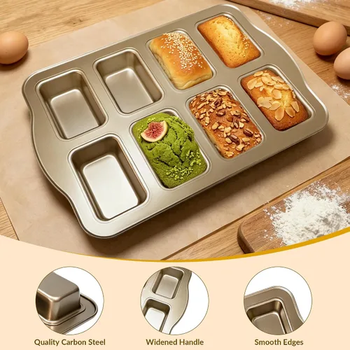 Miniatura 3 de Mini moldes para hornear – Sartenes antiadherentes para hornear pasteles caseros, molde de acero al carbono para pan de plátano, pastel de carne