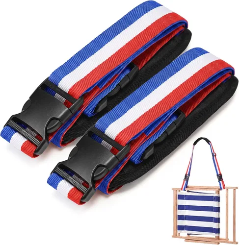 Miniatura 24 de Sanwuta Correa de transporte ajustable para silla de playa, correas para silla de camping, plegables, para playa, mochilero, bicicletas plegables