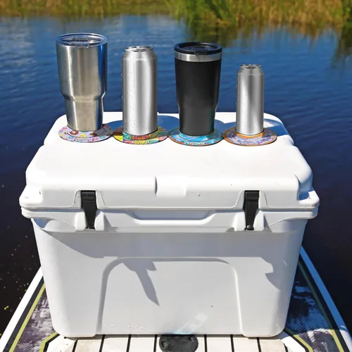 Miniatura 2 de Lil Sucker - Soporte universal para bebidas para tabla de remo, kayak, ATV y barco, café con clip, antiderrames, serie Donut Pack de 4