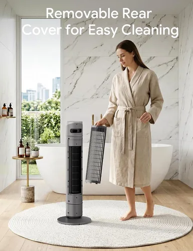 Miniatura 45 de ZAFRO Ventilador de torre inteligente para dormitorio, ventilador de torre oscilante de 120°, 28 pies/s de alta velocidad, 12 velocidades, 4 modos