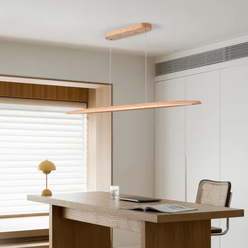 Miniatura 3 de YISDESIGN Lámpara Colgante Lineal LED de Madera de 39" 24W, Lámpara LED para Comedor Regulable, Lámpara Colgante para Comedor, Cocina, Isla, Mesa