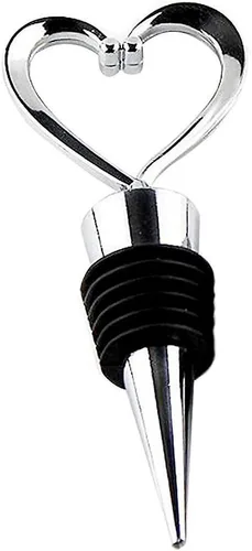 Fashioncraft Tapón decorativo para botella de vino con forma de corazón, de metal con tapón de goma reutilizable, para recuerdos de boda, fiesta,