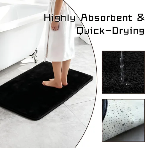 Miniatura 3 de Juego de alfombras de baño de 3 piezas, tapete de baño antideslizante de microfibra absorbente de felpa, forro polar coral, tapete de inodoro