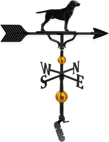 Montague Metal Products Veleta de lujo de 32 pulgadas con adorno de Retriever negro satinado