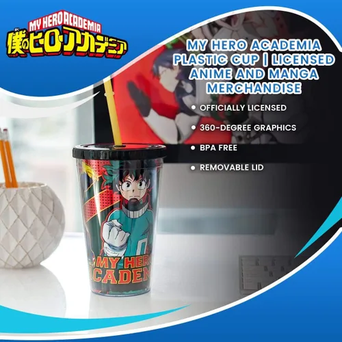 Miniatura 7 de Everenty Taza de plástico My Hero Academia Mercancía de anime y manga con licencia 16 onzas de plástico sin BPA Perfecto para el hogar