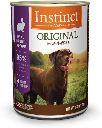 Instinct Comida húmeda original para perros, receta sin granos, conejo real, latas de 13.2 onzas (paquete de 6)