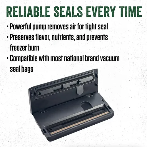 Miniatura 4 de LEM Productos MaxVac 100 Sellador al vacío de plástico con barra de sellado de 12 pulgadas, plata y negro