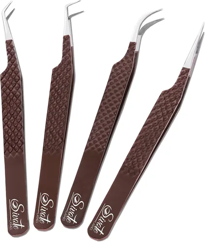 Miniatura 15 de SIVOTE Pinzas de pestañas para extensiones de pestañas para volumen, aislamiento y pestañas clásicas, paquete de 6, negro y rosa