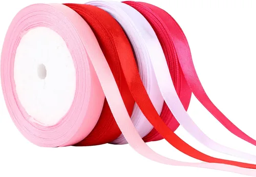 Miniatura 35 de DECYOOL - Cinta de Navidad, 4 rollos de 100 yardas de cintas navideñas para envolver regalos (0.6 in de ancho, rojo, verde, dorado y plateado)
