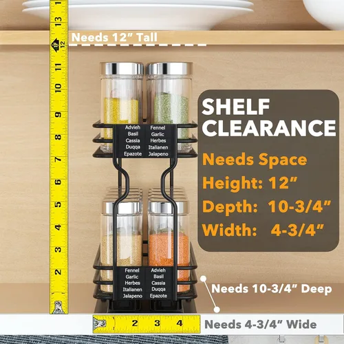 Miniatura 5 de SpaceAid estante organizador de especias para gabinete, organizador de condimentos deslizante y resistente para armarios de cocina, con 415
