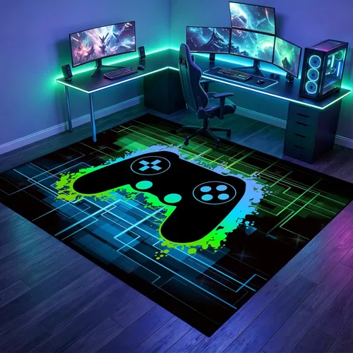 Miniatura 25 de BATATADOCE Alfombras de videojuegos para dormitorio de niños, alfombras para sala de juegos, decoración de juegos para niños, alfombra de área