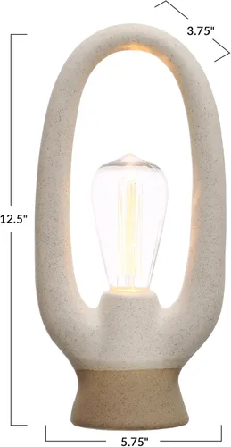 Miniatura 4 de Bloomingville Luz LED de gres de 12,5 pulgadas con esmalte reactivo para el hogar y la oficina, color blanco