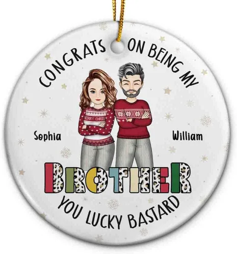 Miniatura 35 de Adorno personalizado con texto en inglés «Best Friend are Hard to Find Because The Very Best is Already Mine», adorno de Navidad personalizado 2023