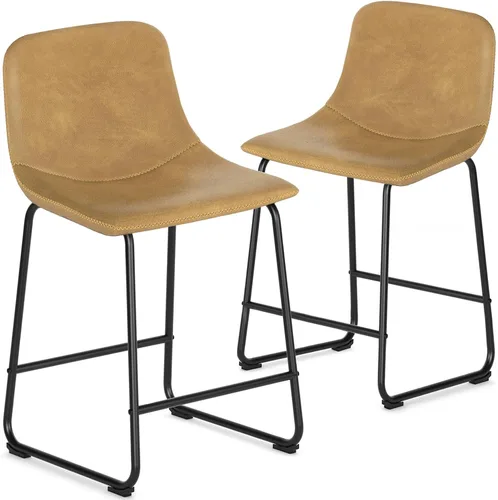 Miniatura 19 de TAVR Furniture Leathaire - Juego de 2 taburetes de tela con altura de mostrador, sillas de isla sin brazos, con capacidad para hasta 500 libras