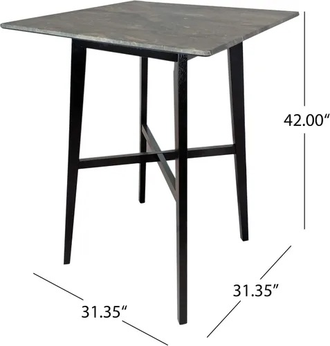 Miniatura 3 de Christopher Knight Home Daisy Modern Bar - Mesa laminada con patas de madera de caucho y acabado de mármol Paladina, color negro