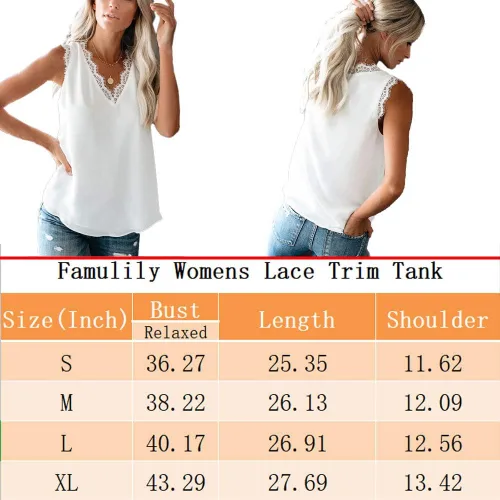 Miniatura 4 de Famulily Blusa sin mangas con encaje y cuello en V para mujer