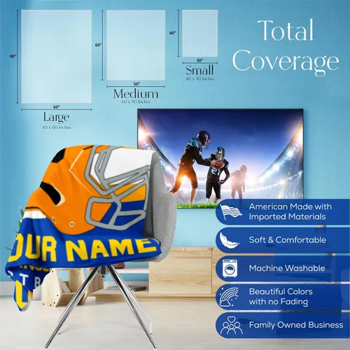 Miniatura 143 de Manta personalizada para fanáticos del fútbol americano – Se envía al día siguiente – Hecha en Estados Unidos – Manta de vellón personalizada