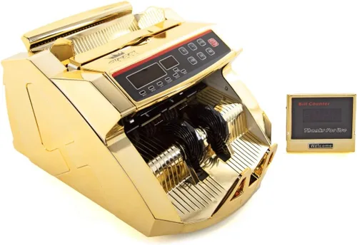 Miniatura 4 de Contador dorado de dinero con detección de billetes falsificados y contador de billetes Pantalla de luz 1,000 billetes por minuto Se adapta a