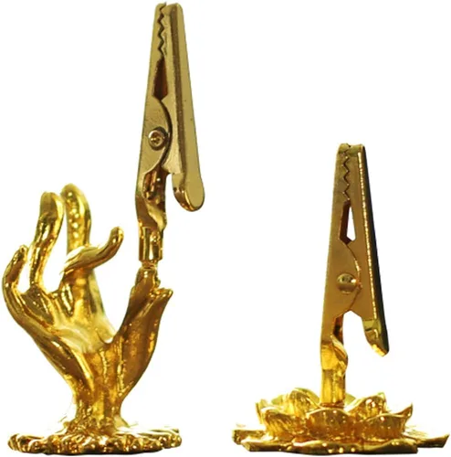 Paquete de 2 soportes artísticos de incienso para palos de mano de Buda y loto para quemador de incienso con clip de bobina de incienso