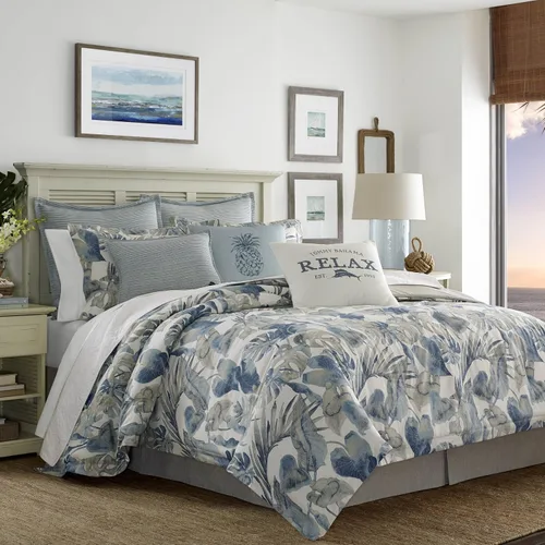 Miniatura 8 de Tommy Bahama - Juego de funda de edredón tamaño Queen, ropa de cama de algodón suave con fundas a juego, juego de ropa de cama tropical con reverso