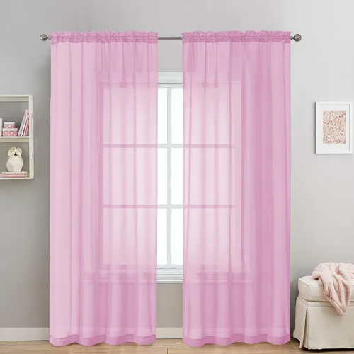 Miniatura 241 de OVZME - Cortinas traslúcidas blancas de 45 pulgadas de largo, 2 paneles, cortinas de gasa con bolsillo para barra para ventanas pequeñas, cada una