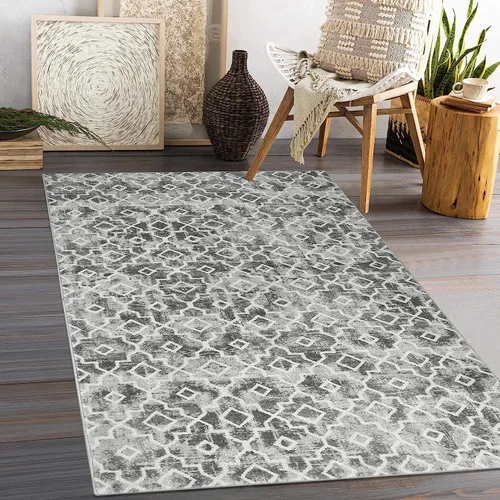 Miniatura 33 de Moynesa Alfombra marroquí lavable de 2 x 3 pulgadas, pequeña, azul, para cocina, baño, suave, antideslizante, de pelo bajo, moderna, geométrica