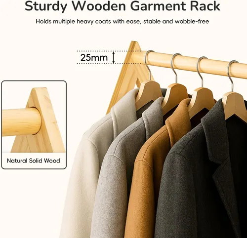 Miniatura 4 de Perchero de madera con almacenamiento, estantes de ropa independientes para colgar ropa perchero para dormitorio, entrada, sala de estar