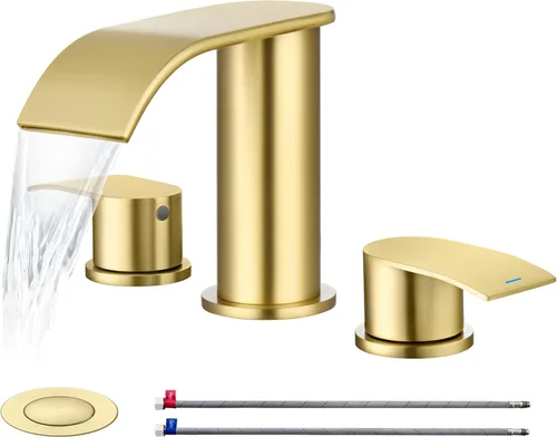 Miniatura 14 de Ultimate Unicorn Grifo de Baño para Lavabo Dorado Cepillado, Grifo de Lavabo de Baño de 4 Pulgadas para 3 o 2 Agujeros, Grifos de Cascada de 2 Oro