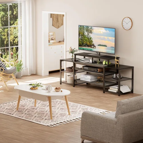 Miniatura 8 de aboxoo Elevador de TV de 45 pulgadas para TV de 32 a 60 pulgadas, estante elevador de TV, elevador de soporte de TV de mesa, mesa de monitor de Negro