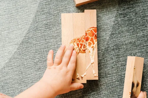Miniatura 5 de Rompecabezas de madera con piezas gruesas de animales para niños pequeños de 2 años en adelante - Juguete de bloques de animales de safari
