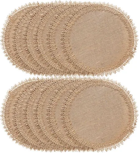 Miniatura 10 de FunWheat - Juego de 12 manteles individuales redondos de arpillera trenzados para mesas de comedor, 15 pulgadas, resistentes al calor, de yute