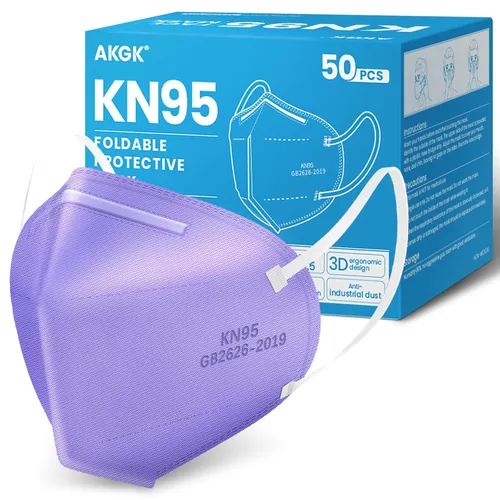 Miniatura 30 de akgk Mascarilla KN95 de 50 unidades, mascarillas de protección transpirable, mascarillas KN95 negras de 5 capas, máscaras de seguridad contra