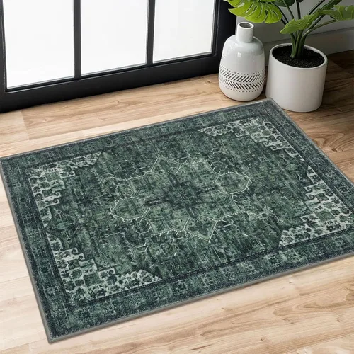 Miniatura 143 de SIILOOM Alfombra lavable de 2 x 3 pies, alfombra suave color taupe ceniza para entrada, tapete antideslizante para puerta de interior, tapete