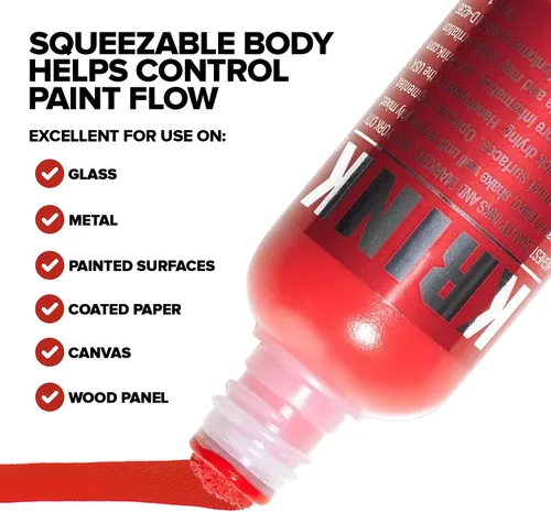 Miniatura 4 de Krink K-60 Marcador de Pintura Rojo - Marcadores de Graffiti de Bellas Artes Vibrantes y Opacos para Lienzo, Metal, Vidrio, Papel y Más - Marcador