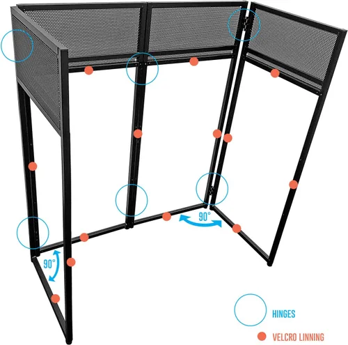Miniatura 4 de AxcessAbles - Cabina de fachada portátil para DJ con pantallas de iluminación en blanco y negro, fundas de transporte, mesa de DJ de pie - 40 x 20