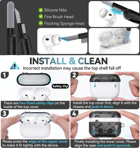 Miniatura 8 de Funda para AirPods Pro 3, con botón presionable, bloqueo de seguridad y soporte para teléfono, funda de regalo divertida para mujeres y hombres