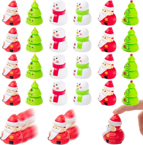 Shappy 24 piezas de juguetes de Navidad de plástico a granel, muñeco de nieve de Papá Noel, para regalos de fiesta, regalos de calcetines de