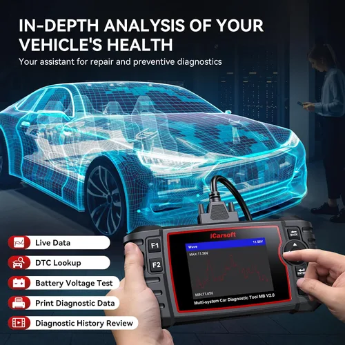 Miniatura 5 de iCarsoft MB V2.0 para escáner Mercedes Benz OBD2, herramienta de diagnóstico de sistema completo, 8 reinicios Auto VIN
