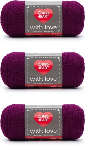 Miniatura 45 de Red Heart with Love Berry - Hilo rojo – Paquete de 3 unidades de 6.98 oz/7 onzas – Acrílico – 4 medianos (peinado) – 370 yardas – Tejido/ganchillo