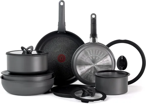 Miniatura 11 de T-fal Ingenio Essentials - Juego de utensilios de cocina con mango desmontable/extraíble de 11 piezas, granito titanio antiadherente, apto para Gris