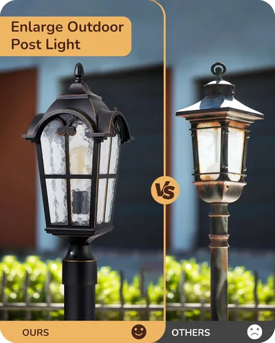 Miniatura 4 de EDISHINE Lámpara de poste exterior grande de atardecer hasta el amanecer, lámpara de poste de 21.9'' H 120V con base de montaje en muelle, lámpara