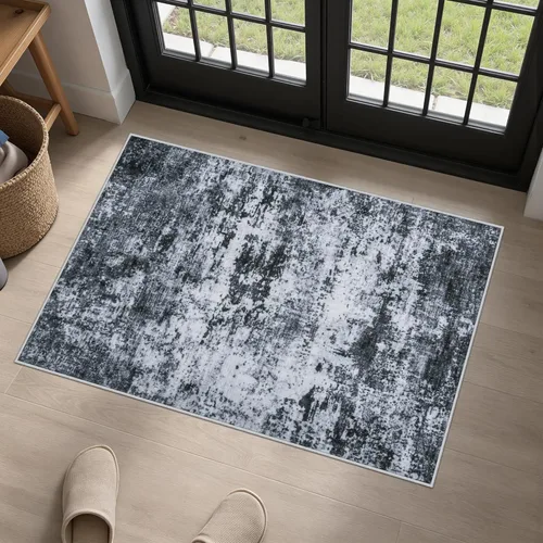 Alfombra lavable de 2 x 3 pulgadas, alfombra de entrada: lavable, moderna, abstracta, suave, fina, antideslizante, resistente a las manchas, para