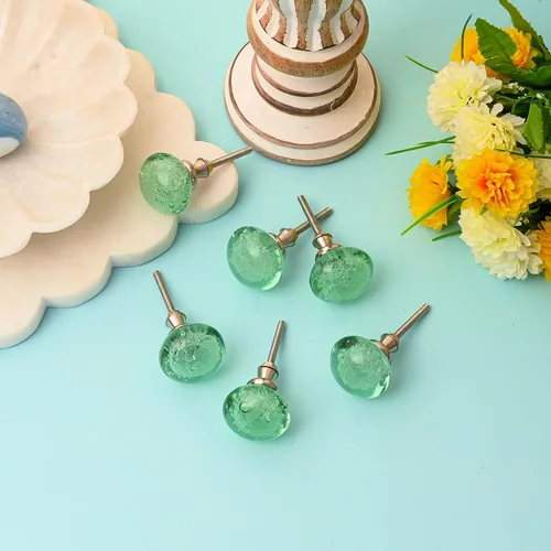 Miniatura 5 de Perilla Home Juego de 4 pomos de burbujas – Perillas decorativas de cristal verde claro – Pomo de cristal para decoración del hogar