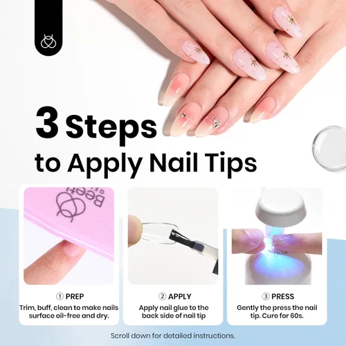 Miniatura 5 de Beetles - Gel de pegamento de uñas 9 en 1 para puntas de uñas y uñas acrílicas transparentes de larga duración, pegamento de extensión UV